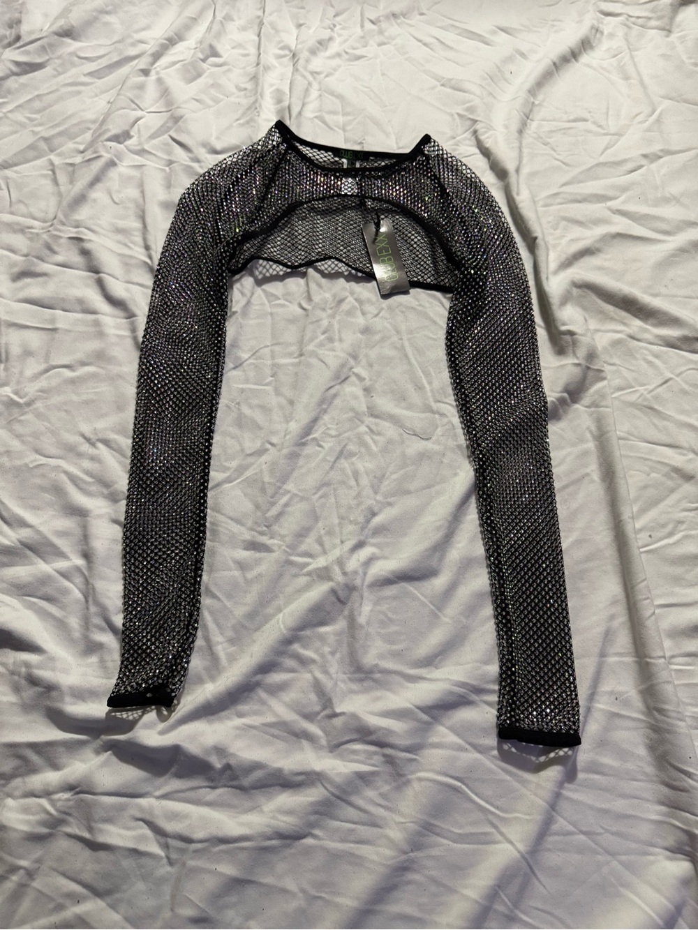 Dolls Kill Club Exx Fishnet Rhinestone Shrug